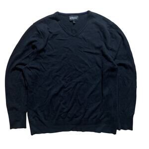 Bonobos Sweater Mens XL Black V-Neck Long Sleeve Fine Merino Wool Lightweight